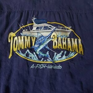 Tommy Bahama Hawaiian Shirt Button Down XXXL Embroidered Yachting Sword Fish